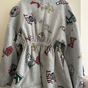 Kith Grey Pullover Jacket with Multicolor Logo Prints